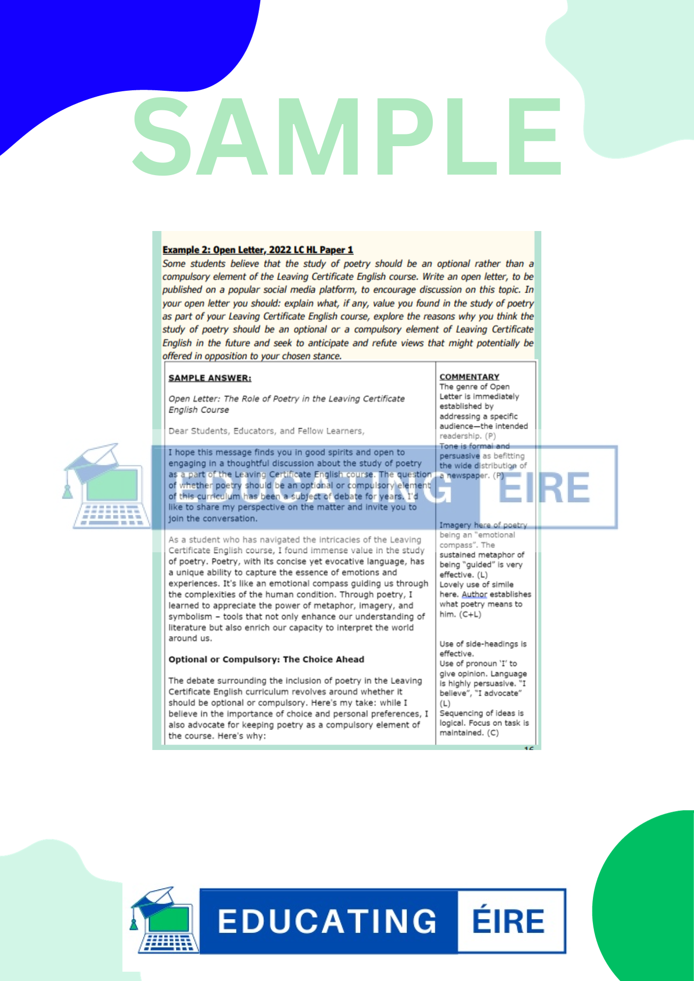 English: Paper One Notes Pack
